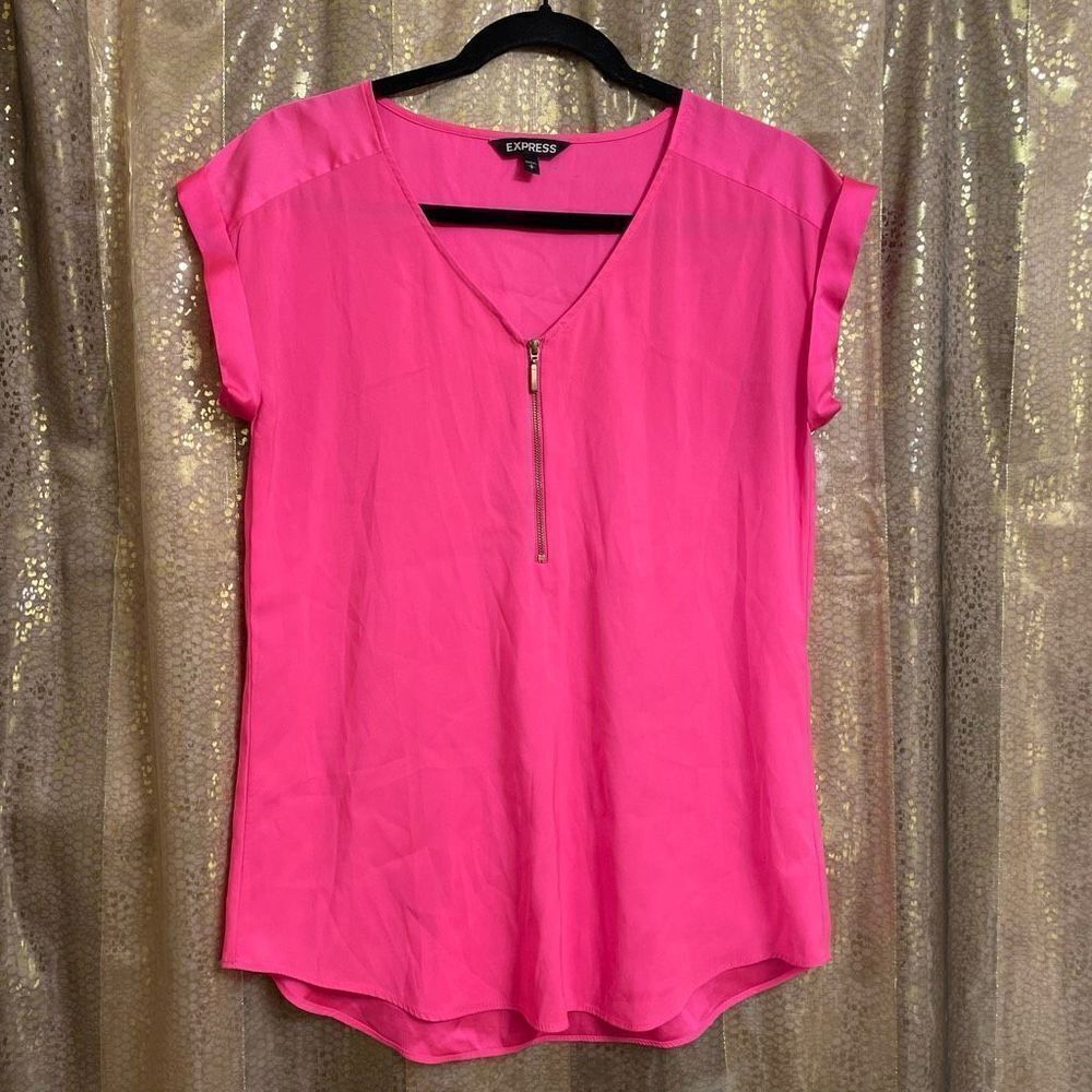 Express bright neon pink satiny blouse, size S